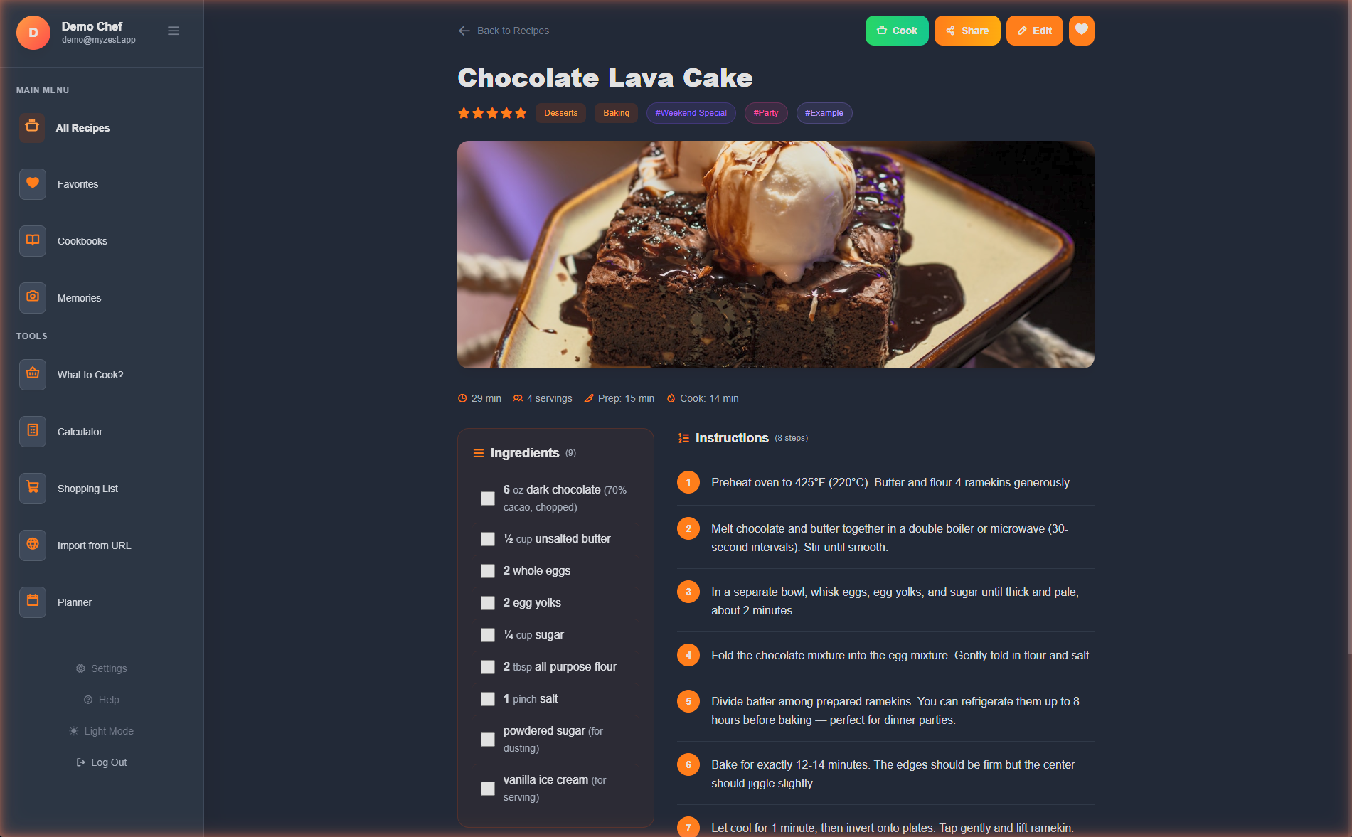 Detalle de receta